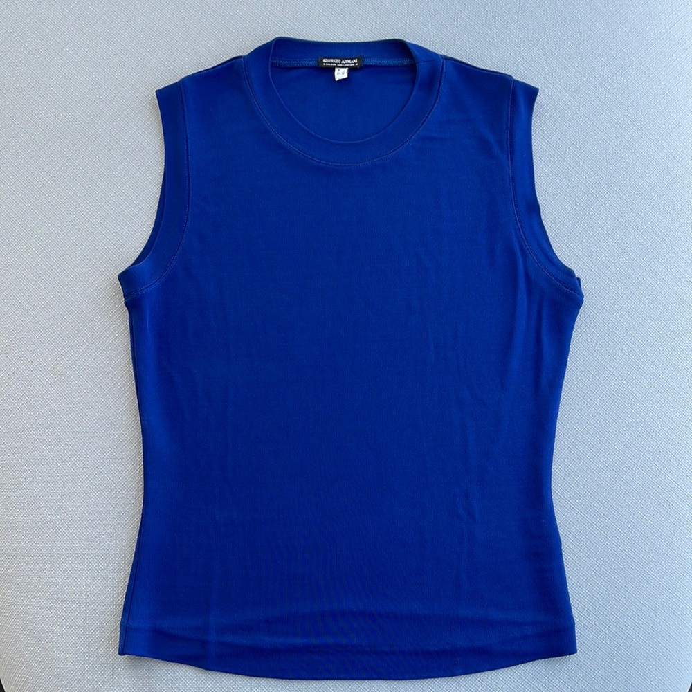 Royal Blue Sleeveless Top Giorgio Armani Black Label
